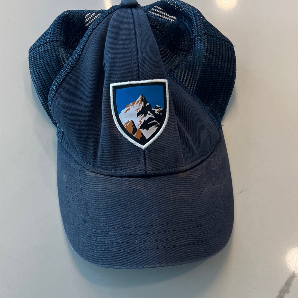 Navy Blue Trucker Hat with Mountain Patch
